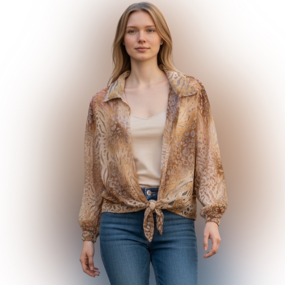 Alfred Dunner Multicolor Tie-Front Blouse